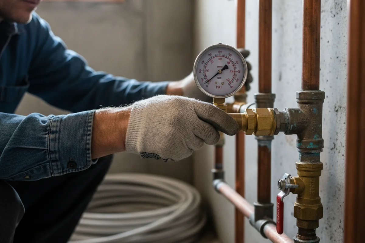 Pressure testing a repaired line during Water Line Repair in Snow Shoe